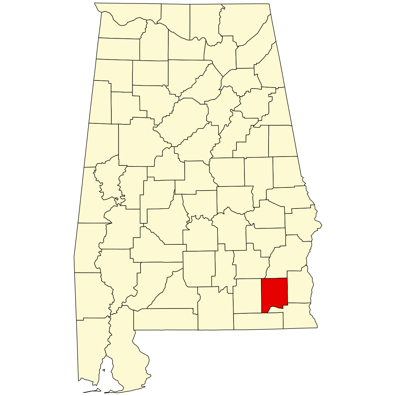 Map of Alabama highlighting Dale County