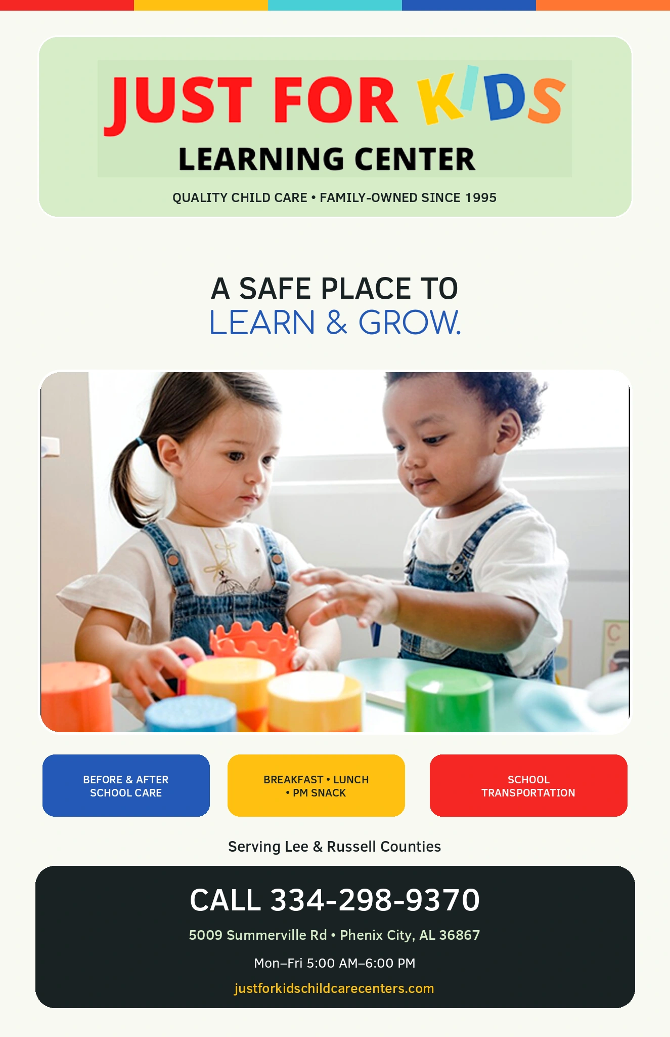 Just For Kid's Child Care Learning Center advertisement