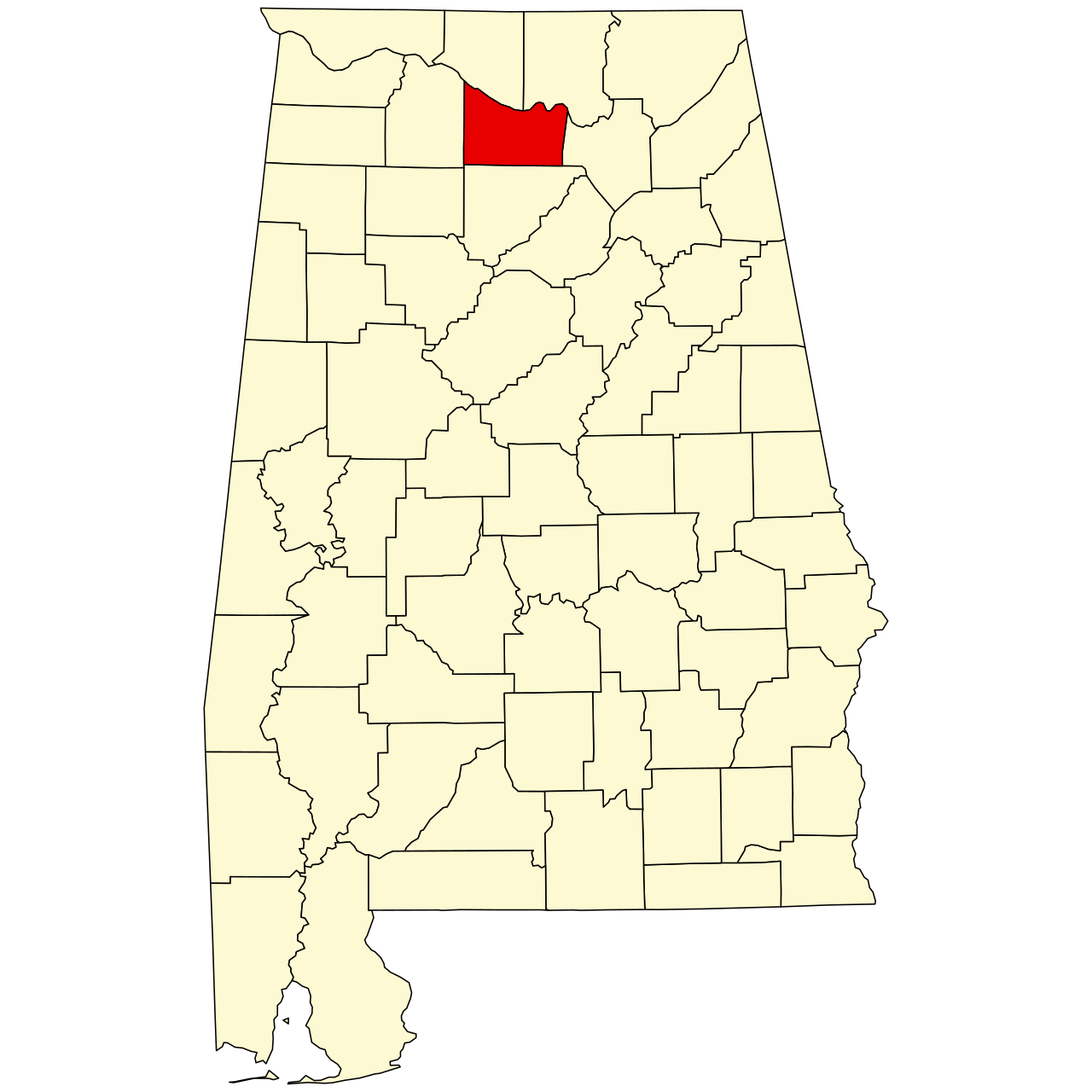 Map of Alabama highlighting Morgan County